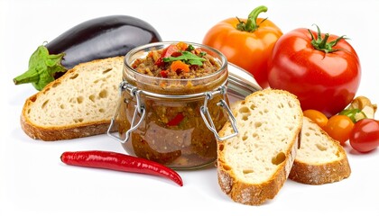 Homemade Ajvar With Bread And Peppers