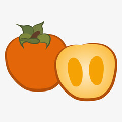 An image of a bright and ripe persimmon, a sweet exotic fruit with a rich flavor and juicy flesh.