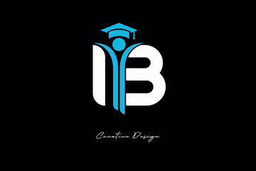 AB Creative Education monogram Logo Design Academic Graduation Symbol with Student Icon for Learning, Training & Professional Branding