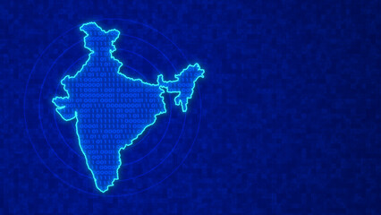 Digital Map of India with Binary Code