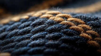 Close-up of a piece of fabric with a textured surface. the fabric appears to be made of a dark blue-grey yarn with a subtle sheen.