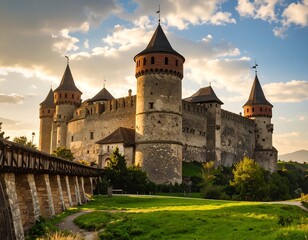 Medieval castle at sunset