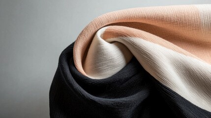 Close-up of a folded fabric. the fabric appears to be made of a soft, silky material and has a subtle sheen.