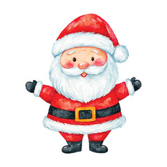 Watercolor Cute Santa Claus Cartoon Illustration for Christmas Design