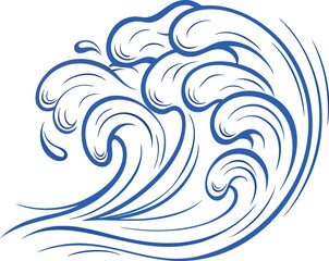 Abstract blue water floral wave design pattern illustration