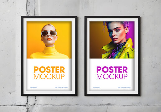 Framed Poster Mockup on a Gritty Urban Wall