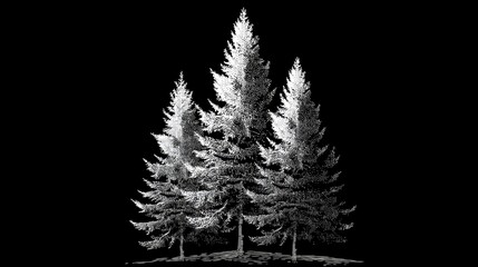 Fototapeta premium Minimalist Vector Graphic of Pine Tree Pattern on Dark Background