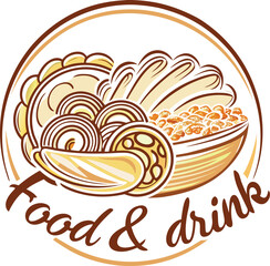 Vintage bakery label design set with vector illustration of bread and wheat symbol