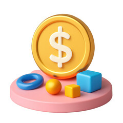 Golden dollar coin symbol represents financial success wealth and abundance studio shot white background