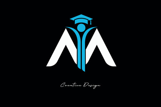 AA Creative Education monogram Logo Design Academic Graduation Symbol with Student Icon for Learning, Training & Professional Branding