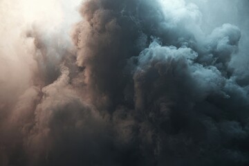 Obraz premium Dramatic Smoke Cloud in Atmospheric Light: Evoking Mystery and Intrigue.