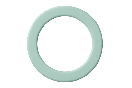Smooth mint green ring or torus shape isolated on transparent background, 3D render
