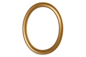 Elegant golden oval picture frame isolated on transparent background, classic design