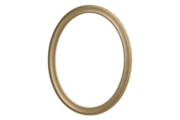 Elegant golden oval frame isolated on a transparent background for design projects