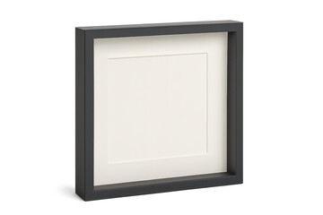 Modern dark gray frame with white mat, isolated on transparent background.