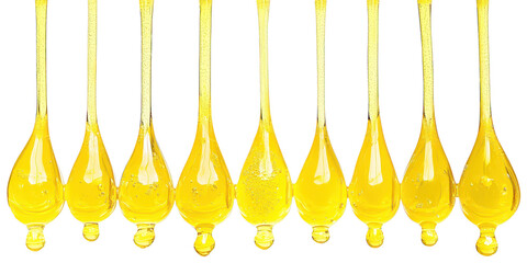 Yellow Liquid Drops Dripping blur real isolated on a transparent background