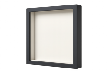 Modern dark grey empty display niche isolated on transparent background