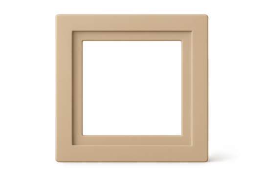 Beige vintage photographic slide frame isolated on transparent background