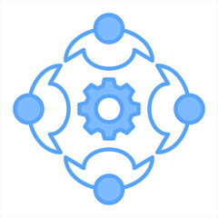 Team Collaboration Blue Icon Vector Illustration