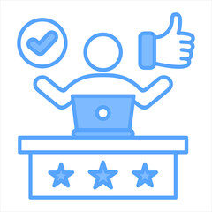 Job Satisfaction Blue Icon Vector Illustration