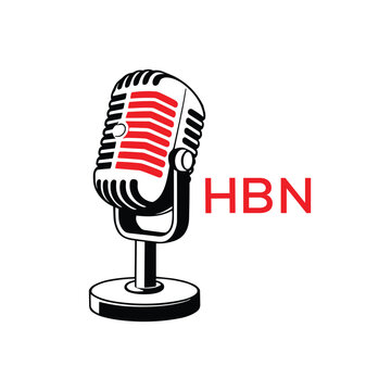 HBN Microphone Company logo. HBN Retro Mic logo design for entrepreneur and business. HBN Entertainment Branding best icon.
