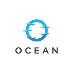 Creative blue ocean wave abstract logo template design. Logo for business, travel, holiday and vacation.