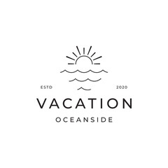 Creative blue ocean wave abstract logo template design. Logo for business, travel, holiday and vacation.