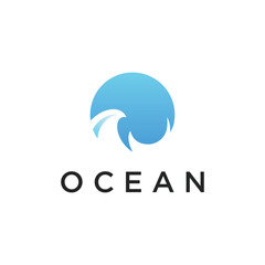 Creative blue ocean wave abstract logo template design. Logo for business, travel, holiday and vacation.