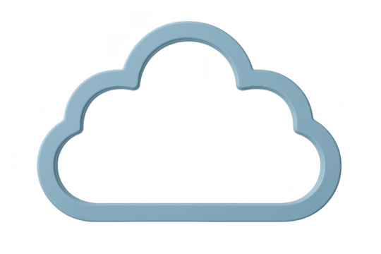 3D cloud computing symbol isolated on transparent background for data storage