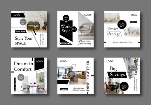 Home Interior Furniture Shop Social Media Post Template