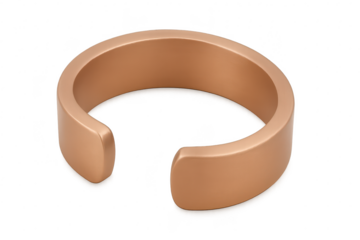 Modern rose gold smart ring or cuff bracelet isolated on transparent background