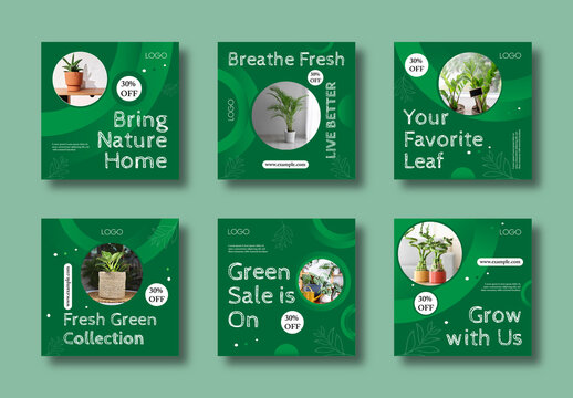 Modern Botanical Green Plant Social Media Post Template