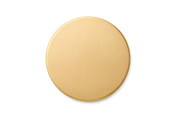 Shiny brushed gold blank circular medal isolated on transparent background