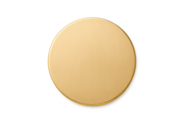 Shiny brushed gold blank circular medal isolated on transparent background