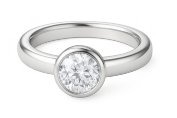 Elegant diamond solitaire ring isolated on transparent background, luxurious.