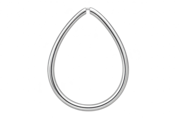 Shiny Silver teardrop shaped earring isolated on transparent background, jewelry