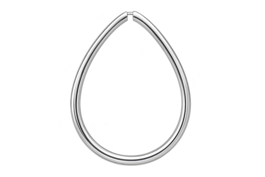 Shiny Silver teardrop shaped earring isolated on transparent background, jewelry