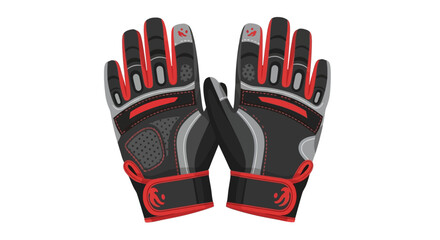 Pair of protective work gloves, featuring red and gray accents, displayed on a white background.