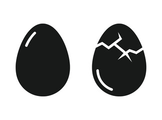 Cracked and Whole Egg Silhouettes – Minimalist Vector Symbol of Birth and Transformation