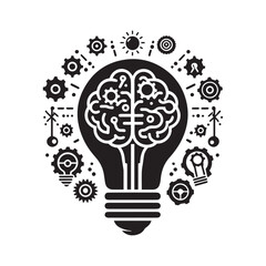 Smart Brain Idea Lamp Logo &ndash; Innovation Light Bulb Icon Design