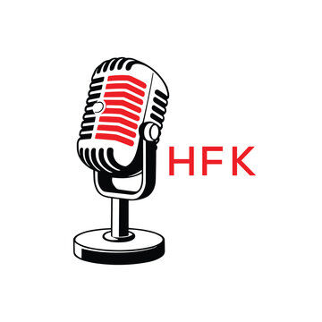 HFK Microphone Company logo. HFK Retro Mic logo design for entrepreneur and business. HFK Entertainment Branding best icon.
