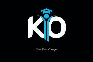 KO Creative Education monogram Logo Design Academic Graduation Symbol with Student Icon for Learning, Training & Professional Branding