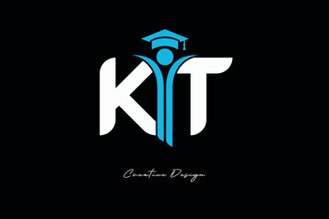 KT Creative Education monogram Logo Design Academic Graduation Symbol with Student Icon for Learning, Training & Professional Branding