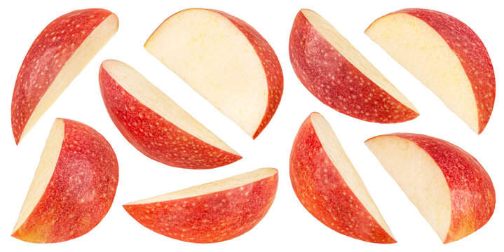 Apple slices isolated on white background with clipping path