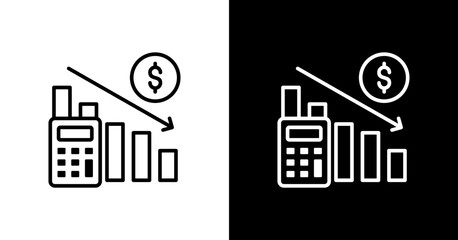 Expense Reduction White Icon Set Design