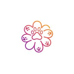 Pet Paw Flower A Colorful and Playful Logo Design Featuring Paw Prints in a Floral Arrangement