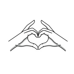 A pair of hands forming a heart shape, symbolizing love and affection, against a white background