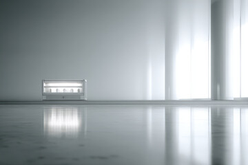 minimalistic photograph featuring home server on clean ultrabright background demonstrating its autoupdate feature