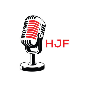 HJF Microphone Company logo. HJF Retro Mic logo design for entrepreneur and business. HJF Entertainment Branding best icon.

