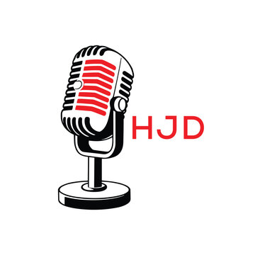 HJD Microphone Company logo. HJD Retro Mic logo design for entrepreneur and business. HJD Entertainment Branding best icon.
